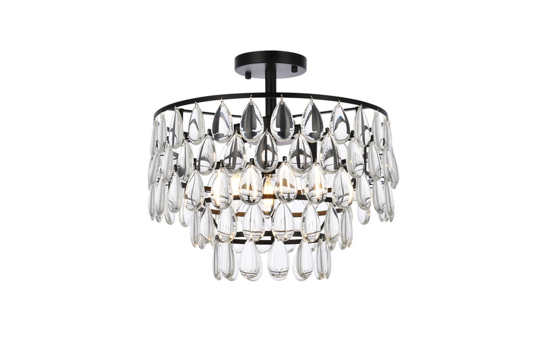 Elegant Lighting 1103F16BK Three Light Flush Mount, Black