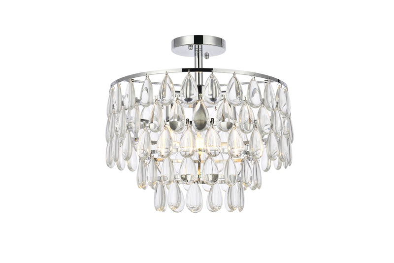 Elegant Lighting 1103F16C Three Light Flush Mount, Chrome