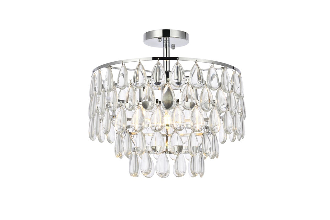 Elegant Lighting 1103F16C Three Light Flush Mount, Chrome