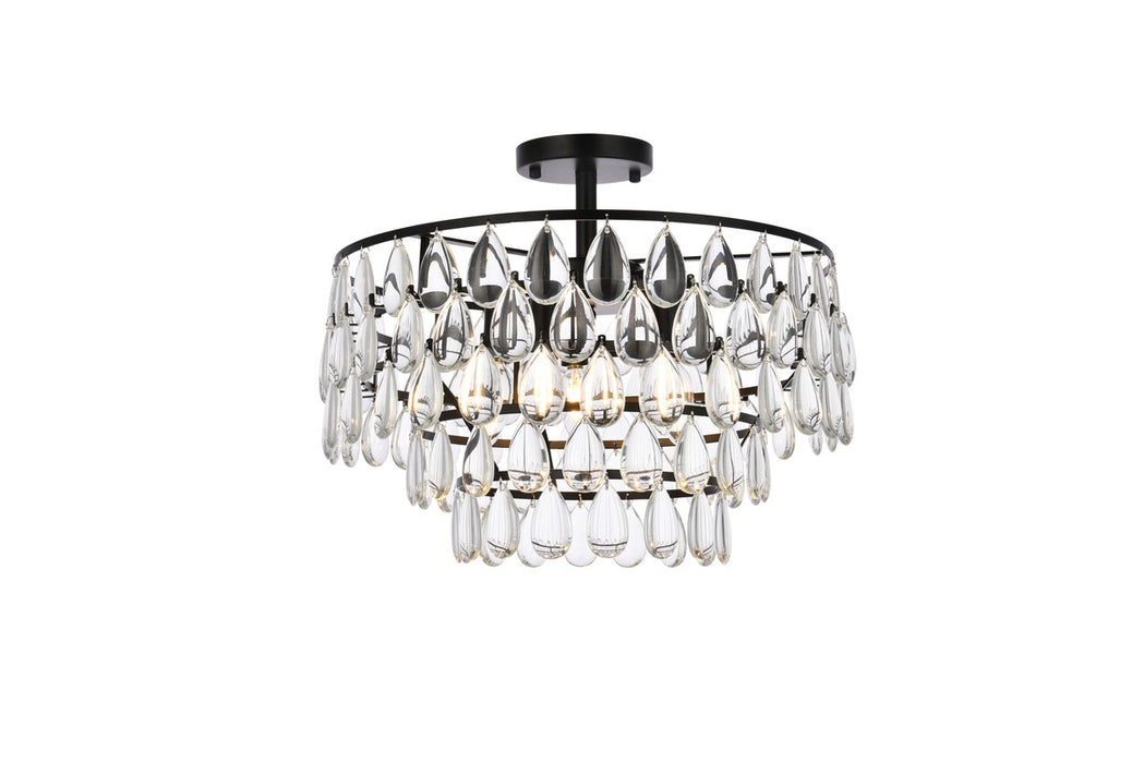 Elegant Lighting 1103F18BK Five Light Flush Mount, Black