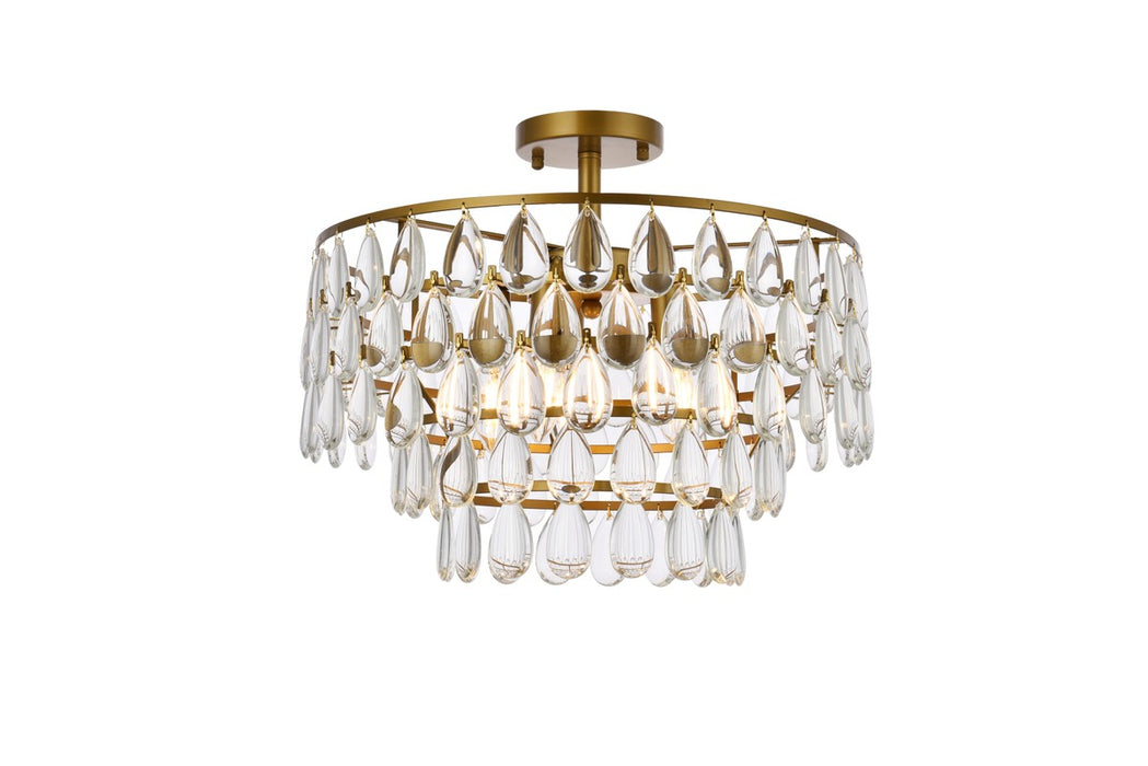 Elegant Lighting 1103F18BR Five Light Flush Mount, Brass