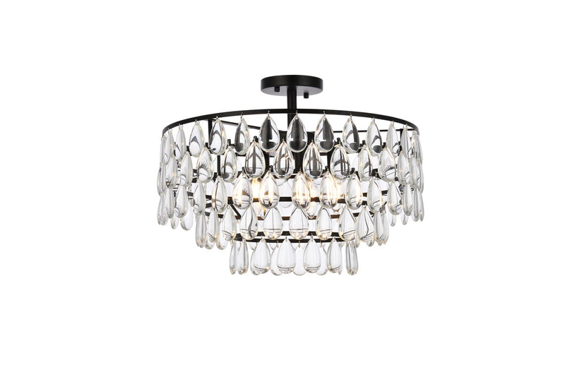Elegant Lighting 1103F20BK Five Light Flush Mount, Black
