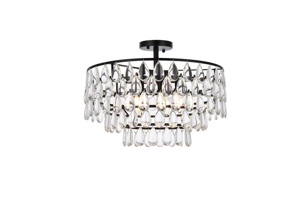 Elegant Lighting 1103F20BK Five Light Flush Mount, Black