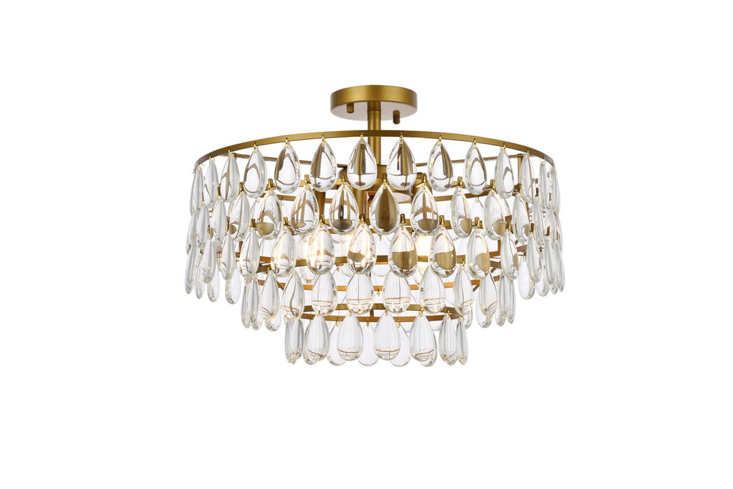 Elegant Lighting 1103F20BR Five Light Flush Mount, Brass