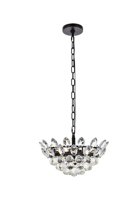 Elegant Lighting 1104D14BK Three Light Pendant, Black