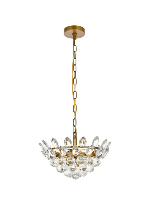 Elegant Lighting 1104D14BR Three Light Pendant, Brass