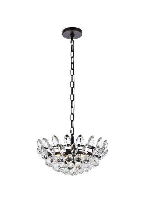Elegant Lighting 1104D16BK Three Light Pendant, Black