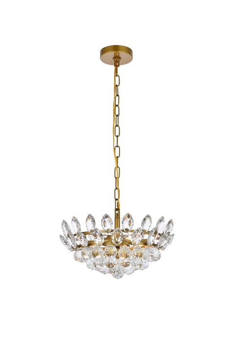 Elegant Lighting 1104D16BR Three Light Pendant, Brass