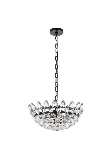 Elegant Lighting 1104D18BK Five Light Pendant, Black