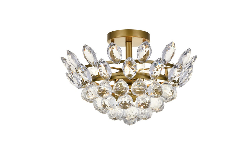 Elegant Lighting 1105F14BR Three Light Flush Mount, Brass