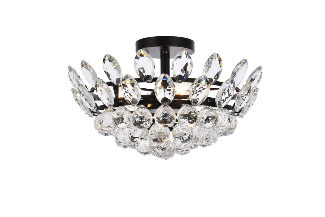 Elegant Lighting 1105F16BK Three Light Flush Mount, Black