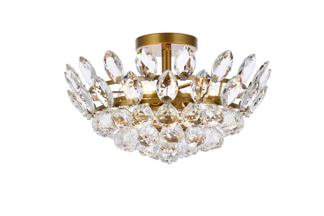 Elegant Lighting 1105F16BR Three Light Flush Mount, Brass