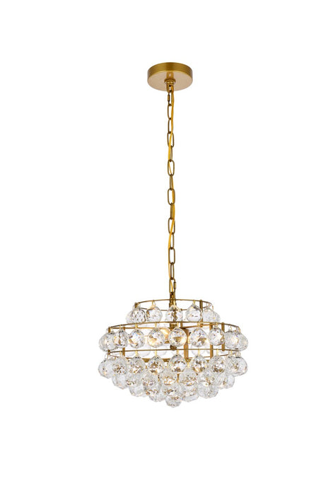 Elegant Lighting 1106D14BR Three Light Pendant, Brass