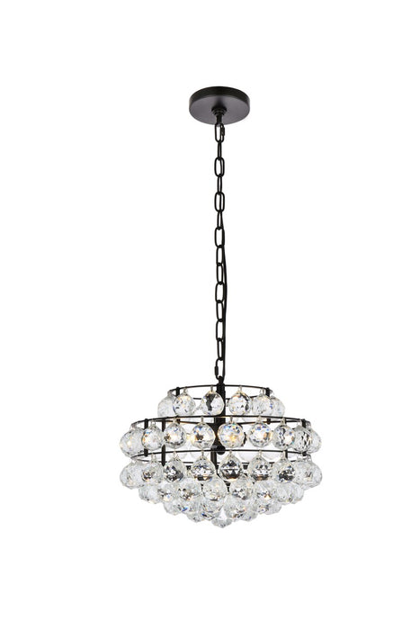 Elegant Lighting 1106D14BK Three Light Pendant, Black