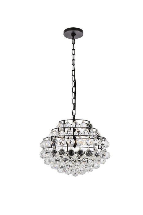 Elegant Lighting 1106D16BK Three Light Pendant, Black