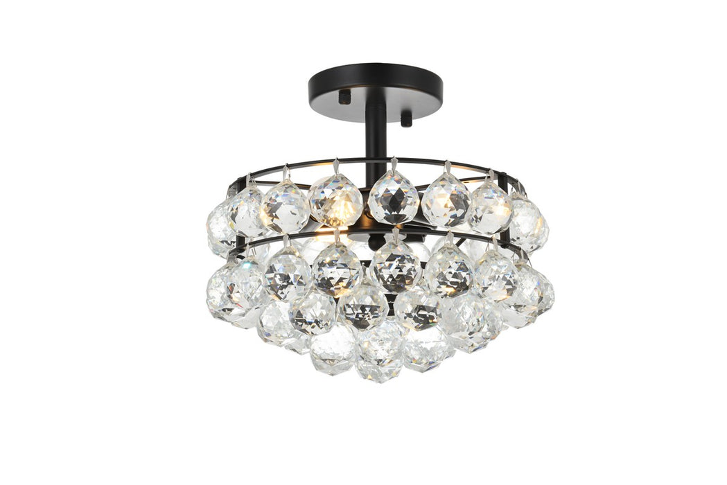 Elegant Lighting 1107F12BK Three Light Flush Mount, Black