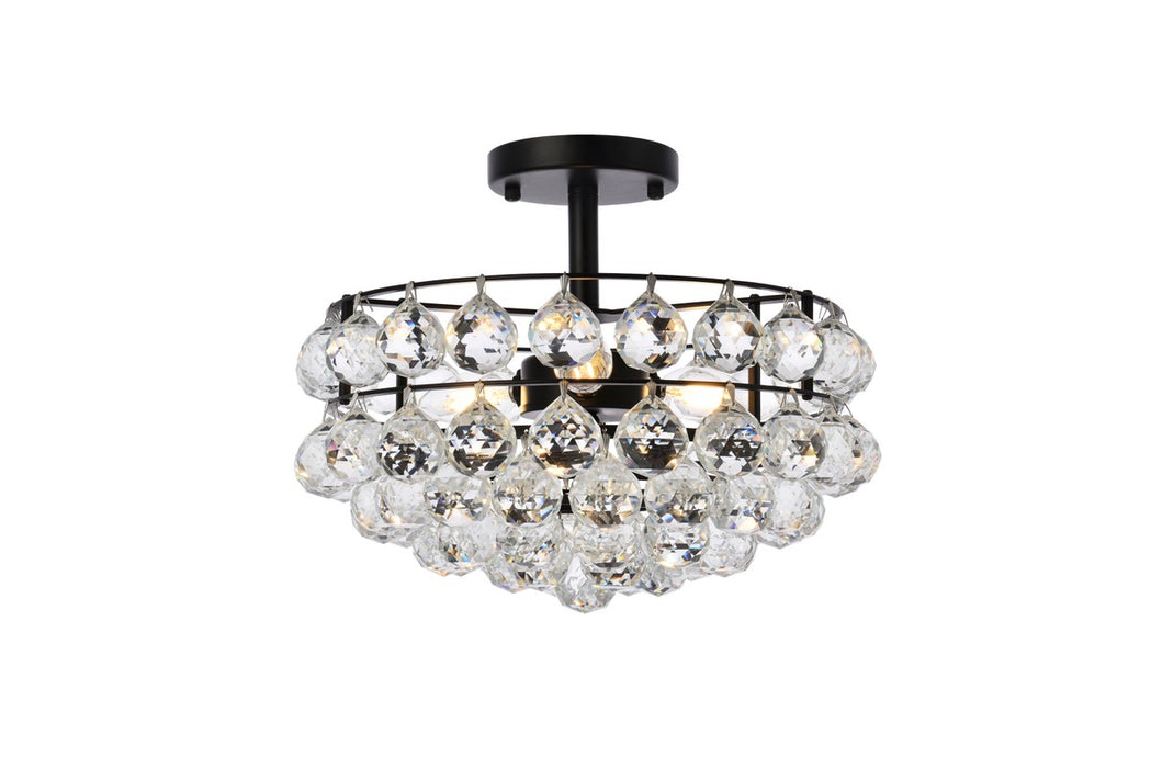 Elegant Lighting 1107F14BK Three Light Flush Mount, Black