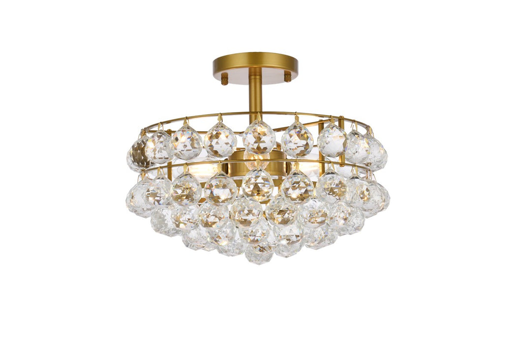 Elegant Lighting 1107F14BR Three Light Flush Mount, Brass