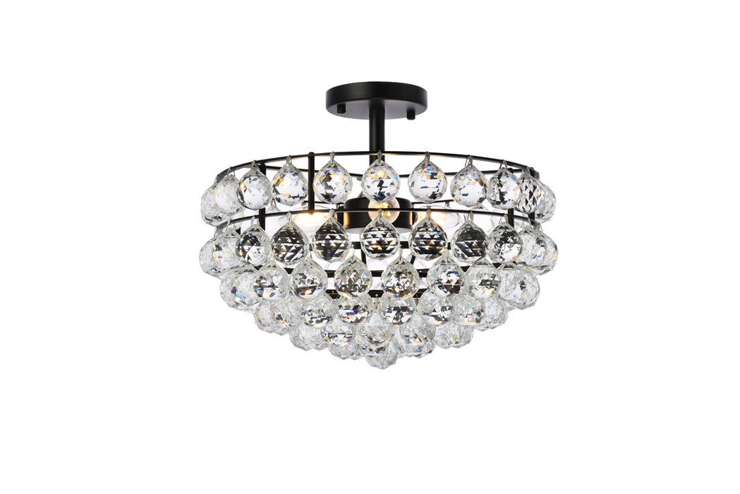Elegant Lighting 1107F16BK Three Light Flush Mount, Black