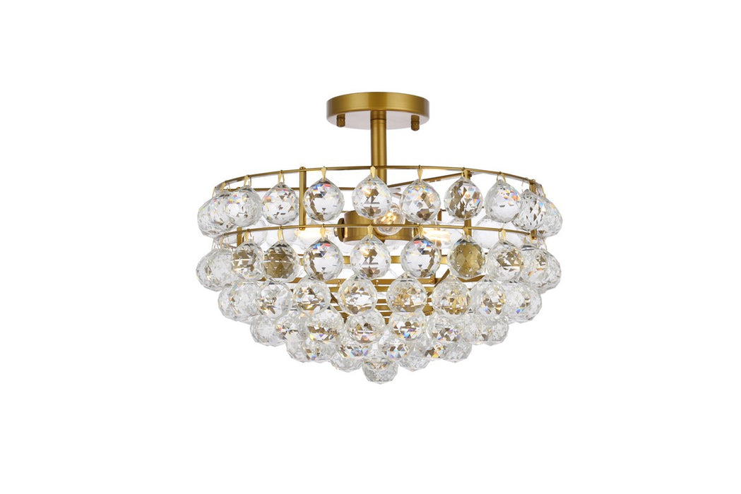 Elegant Lighting 1107F16BR Three Light Flush Mount, Brass