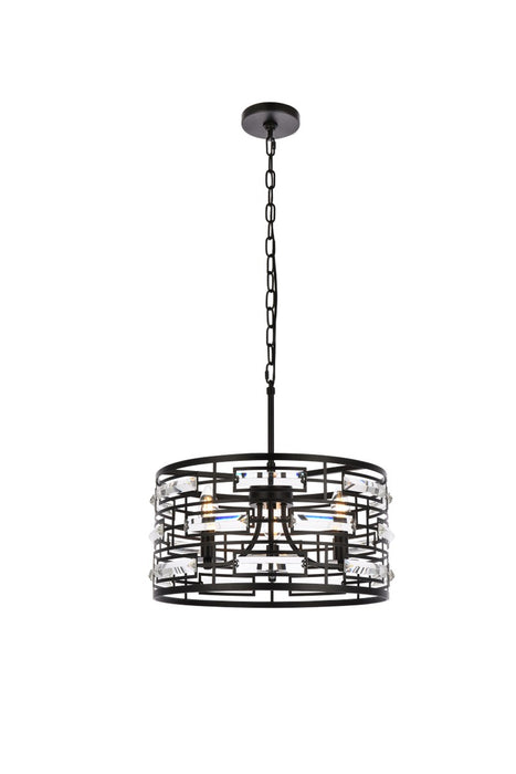 Elegant Lighting 1108D16BK Three Light Pendant, Black