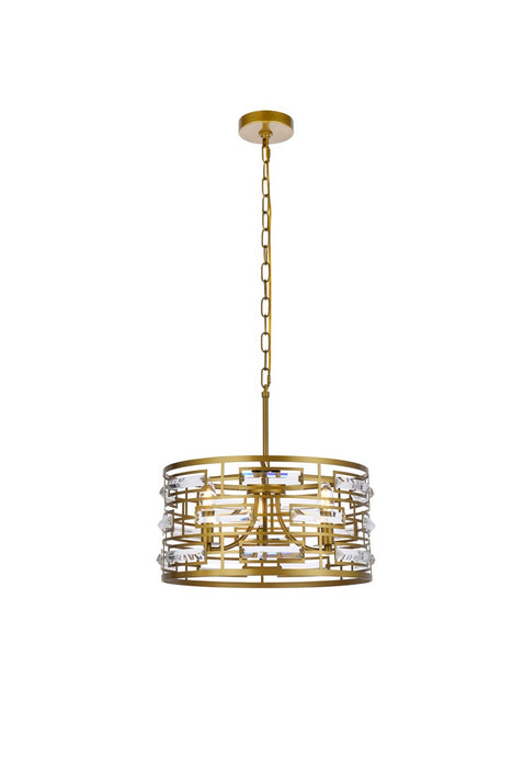Elegant Lighting 1108D16BR Three Light Pendant, Brass