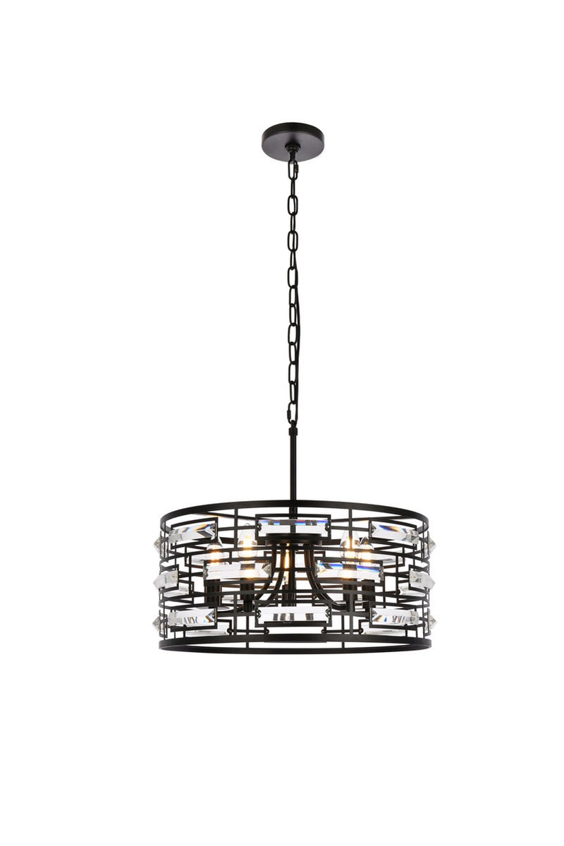 Elegant Lighting 1108D19BK Five Light Pendant, Black
