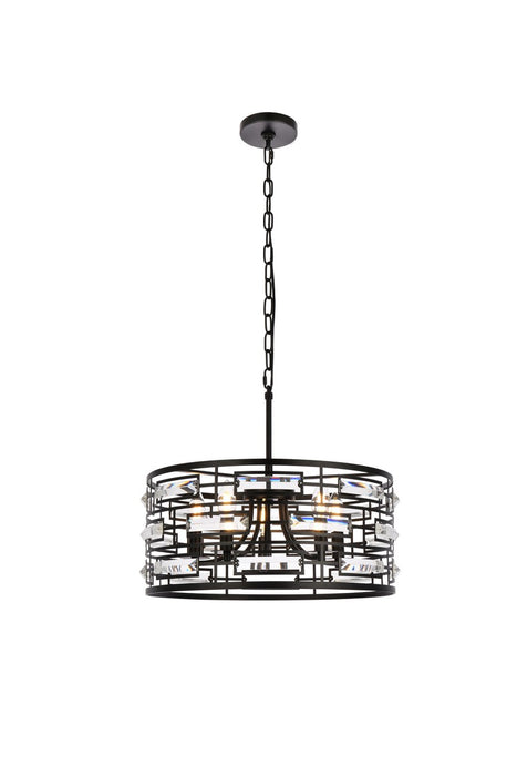 Elegant Lighting 1108D19BK Five Light Pendant, Black