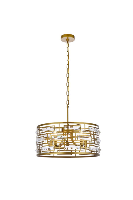 Elegant Lighting 1108D19BR Five Light Pendant, Brass