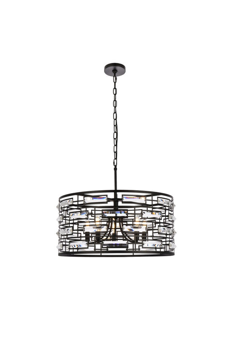 Elegant Lighting 1108D24BK Five Light Pendant, Black