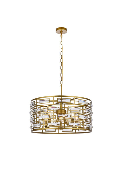 Elegant Lighting 1108D24BR Five Light Pendant, Brass