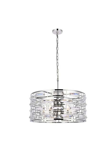 Elegant Lighting 1108D24C Five Light Pendant, Chrome