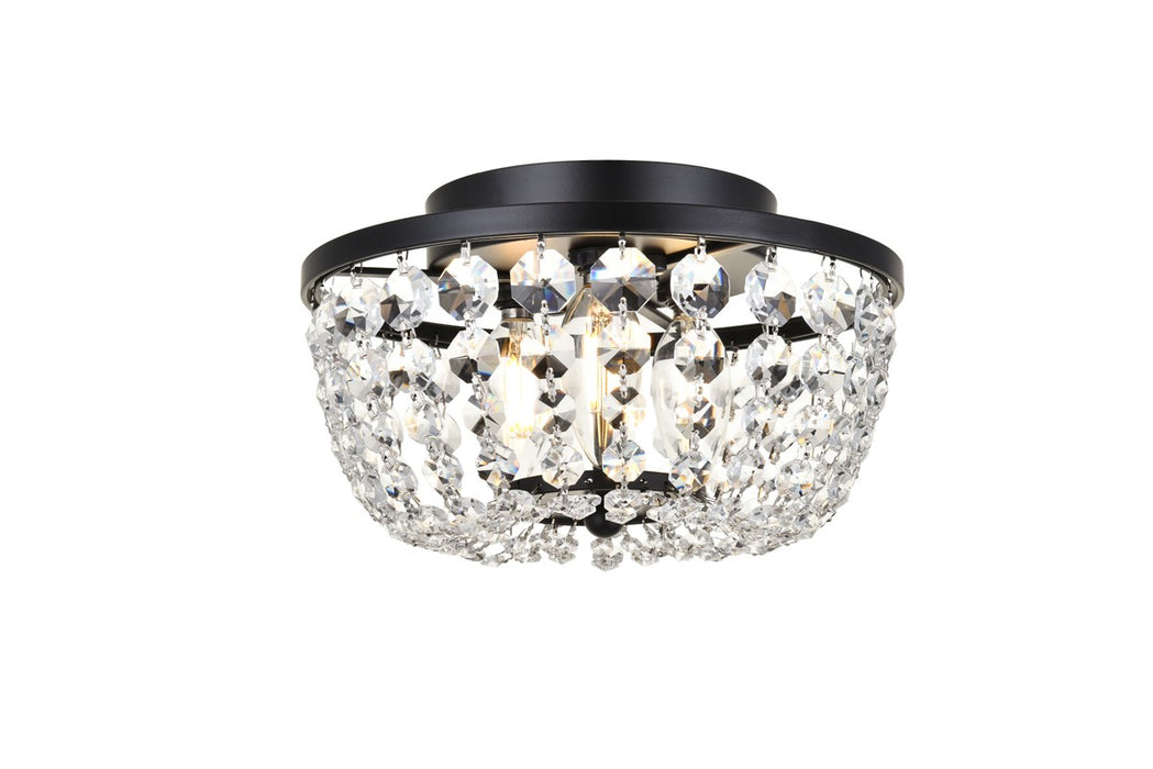 Elegant Lighting 1109F10BK Three Light Flush Mount, Black