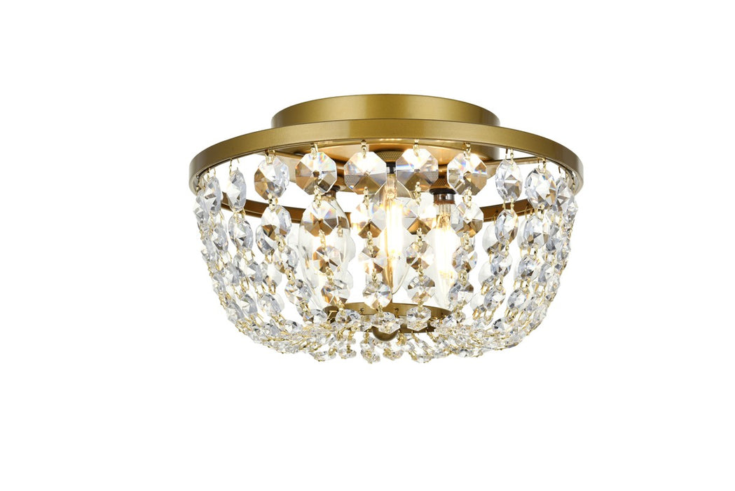 Elegant Lighting 1109F10BR Three Light Flush Mount, Brass
