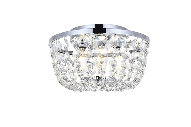 Elegant Lighting 1109F10C Three Light Flush Mount, Chrome