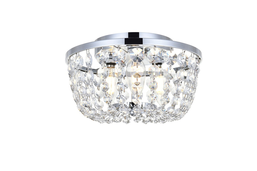 Elegant Lighting 1109F10C Three Light Flush Mount, Chrome
