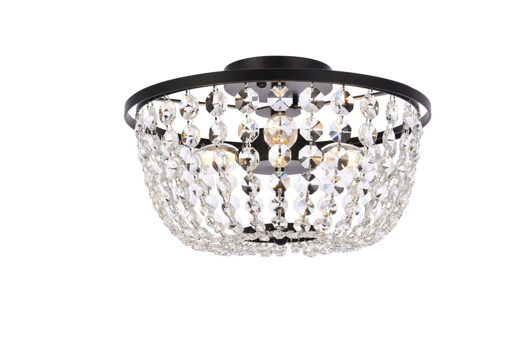 Elegant Lighting 1109F13BK Three Light Flush Mount, Black