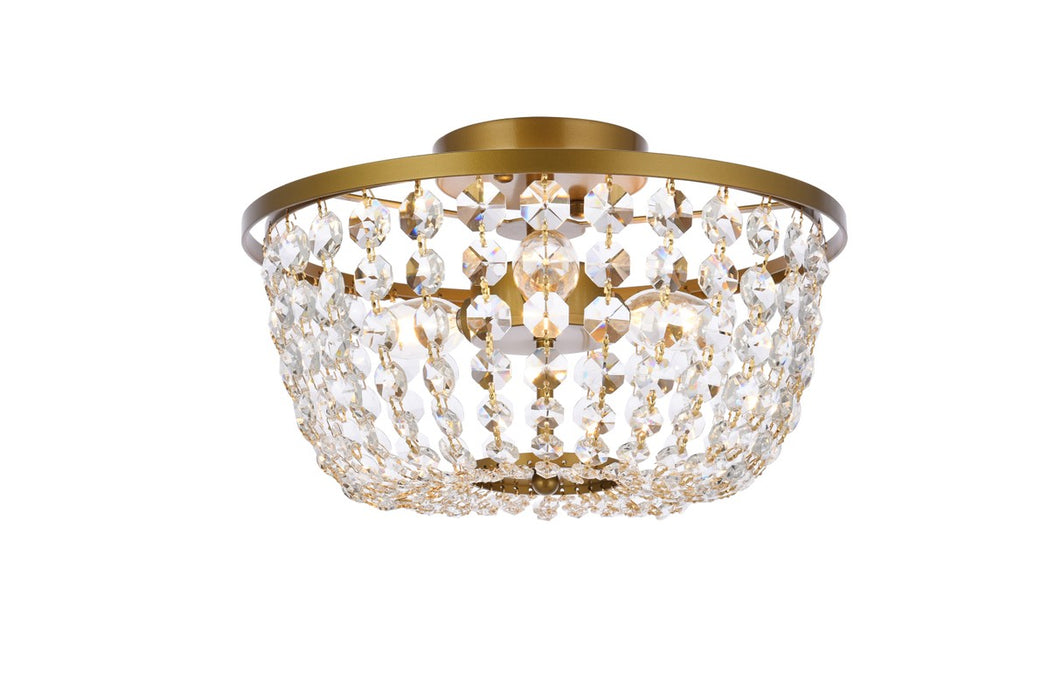 Elegant Lighting 1109F13BR Three Light Flush Mount, Brass