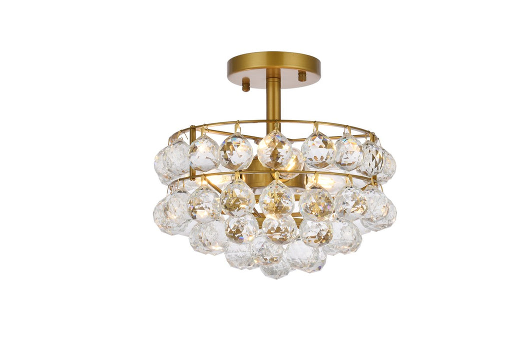 Elegant Lighting 1107F12BR Three Light Flush Mount, Brass