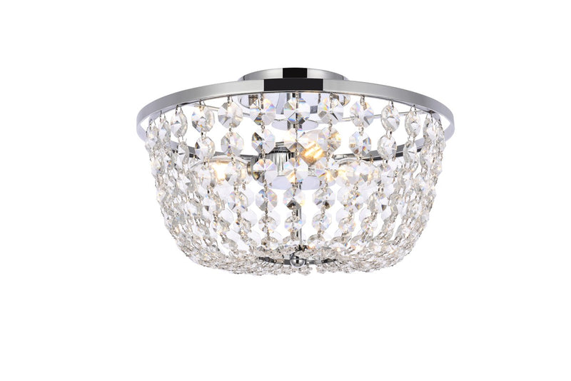 Elegant Lighting 1109F13C Three Light Flush Mount, Chrome