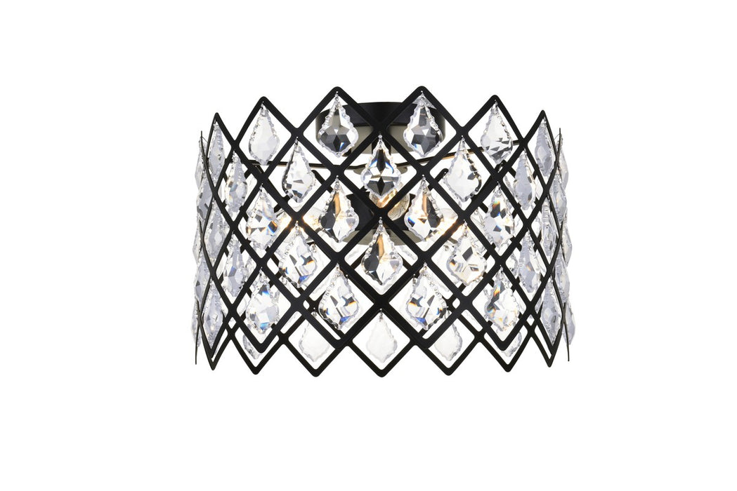 Elegant Lighting 1110F13BK Three Light Flush Mount, Black