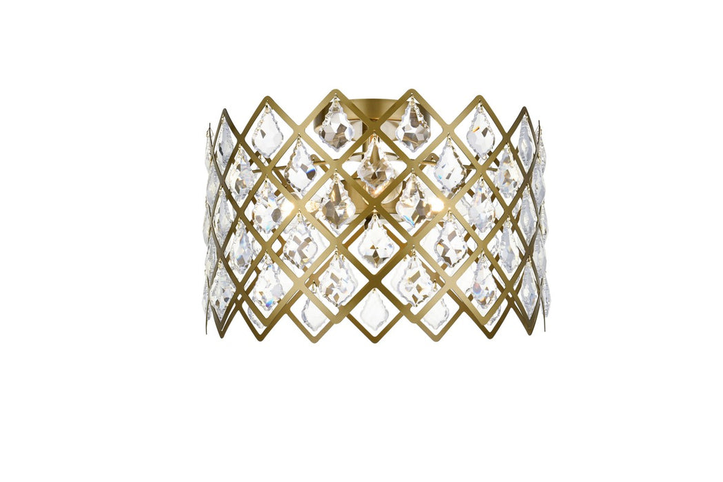 Elegant Lighting 1110F13BR Three Light Flush Mount, Brass