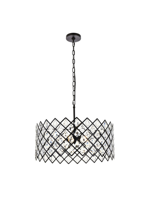 Elegant Lighting 1111D21BK Five Light Pendant, Black