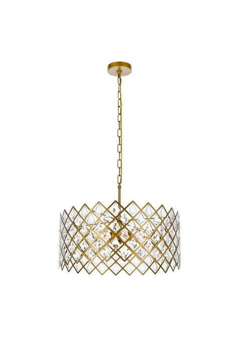 Elegant Lighting 1111D21BR Five Light Pendant, Brass