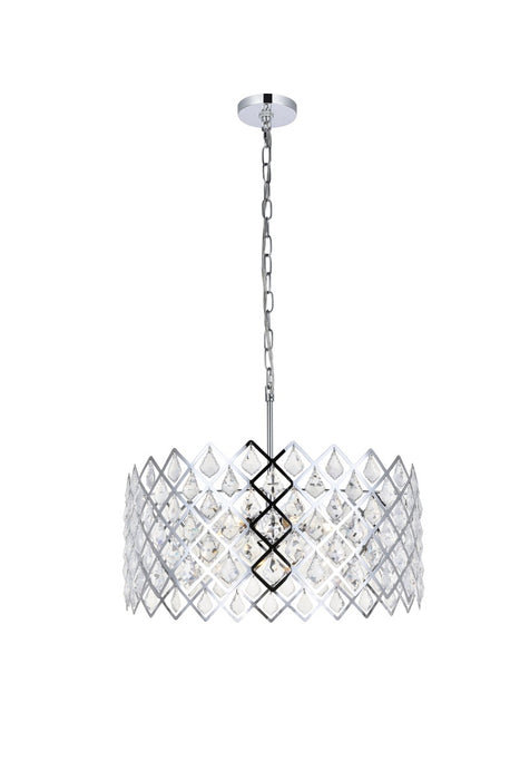 Elegant Lighting 1111D21C Five Light Pendant, Chrome