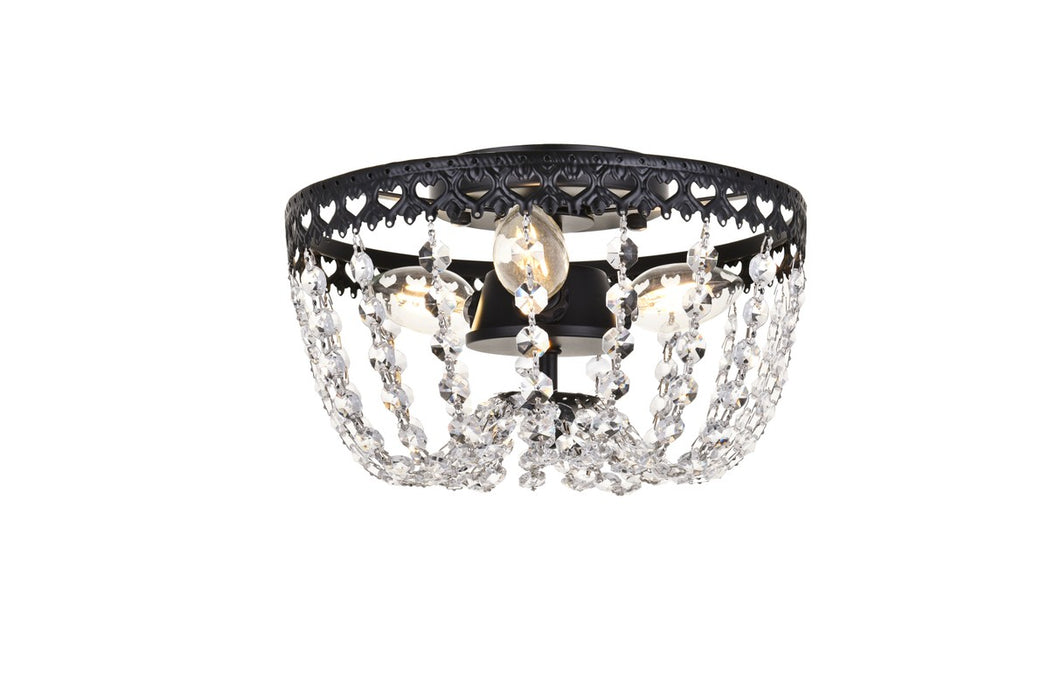 Elegant Lighting 1112F10BK Three Light Flush Mount, Black