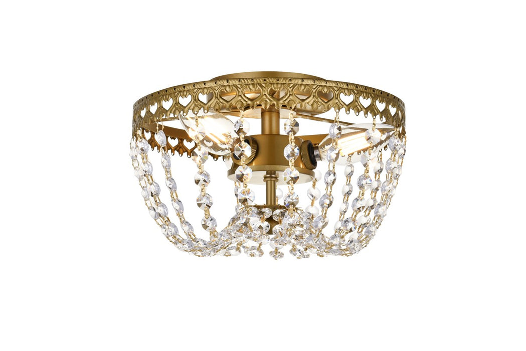 Elegant Lighting 1112F10BR Three Light Flush Mount, Brass