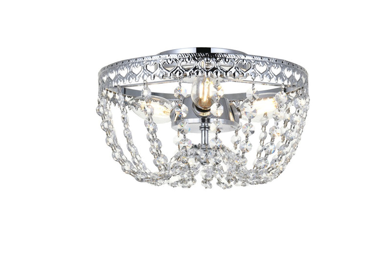 Elegant Lighting 1112F10C Three Light Flush Mount, Chrome