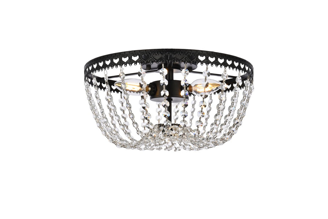 Elegant Lighting 1112F12BK Three Light Flush Mount, Black