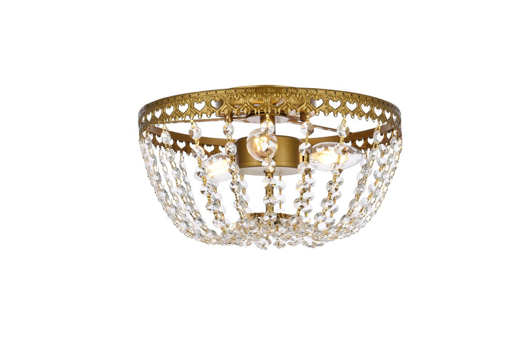 Elegant Lighting 1112F12BR Three Light Flush Mount, Brass